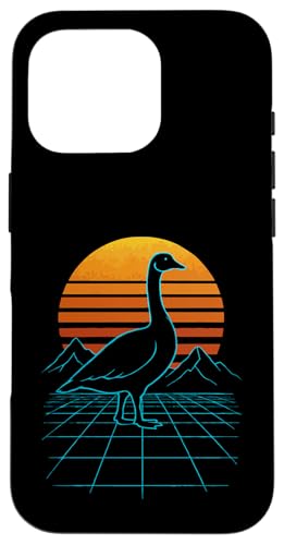 Synthwave -Ästhetik 70er 80er Vintage Retro Hülle für iPhone 16 Pro von Lustige kanadische Gänse Geschenke Gans