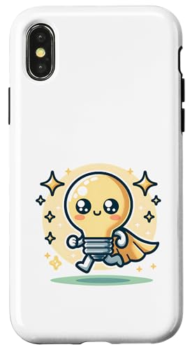 Süßer Glühbirne Superheld Elektriker Superheld Glühlampe Hülle für iPhone X/XS von Lustiger Glüh Lampen Held Super Glühbirnen Hero