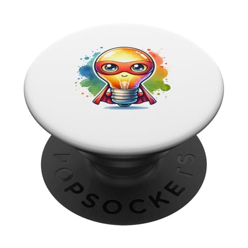 Süßer Glühbirne Superheld Elektriker Superheld Glühlampe PopSockets Klebender PopGrip Süßer Glühbirne Superheld Elektriker Superheld Glühlampe PopSockets Klebender PopGrip von Lustiger Glüh Lampen Held Super Glühbirnen Hero