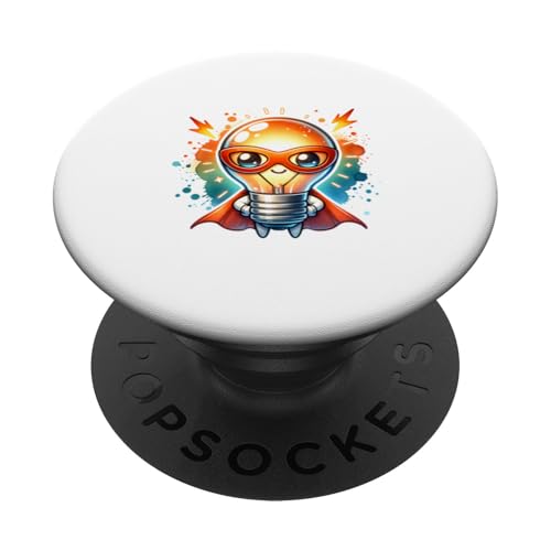 Süßer Glühbirne Superheld Elektriker Superheld Glühlampe PopSockets Klebender PopGrip Süßer Glühbirne Superheld Elektriker Superheld Glühlampe PopSockets Klebender PopGrip von Lustiger Glüh Lampen Held Super Glühbirnen Hero
