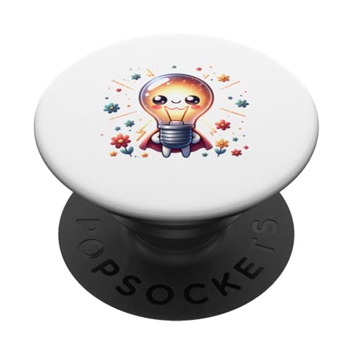 Süßer Glühbirne Superheld Elektriker Superheld Glühlampe PopSockets Klebender PopGrip Süßer Glühbirne Superheld Elektriker Superheld Glühlampe PopSockets Klebender PopGrip von Lustiger Glüh Lampen Held Super Glühbirnen Hero