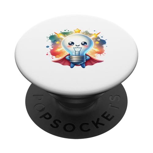 Süßer Glühbirne Superheld Elektriker Superheld Glühlampe PopSockets Klebender PopGrip Süßer Glühbirne Superheld Elektriker Superheld Glühlampe PopSockets Klebender PopGrip von Lustiger Glüh Lampen Held Super Glühbirnen Hero