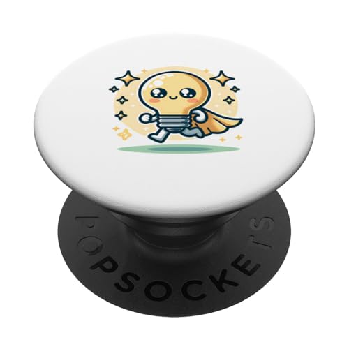 Süßer Glühbirne Superheld Elektriker Superheld Glühlampe PopSockets Klebender PopGrip von Lustiger Glüh Lampen Held Super Glühbirnen Hero