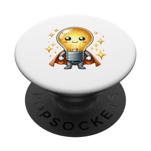 Süßer Glühbirne Superheld Elektriker Superheld Glühlampe PopSockets Klebender PopGrip Süßer Glühbirne Superheld Elektriker Superheld Glühlampe PopSockets Klebender PopGrip von Lustiger Glüh Lampen Held Super Glühbirnen Hero