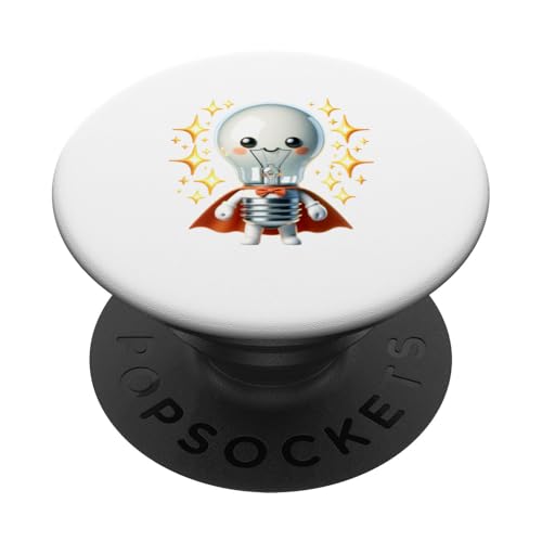 Süßer Glühbirne Superheld Elektriker Superheld Glühlampe PopSockets Klebender PopGrip Süßer Glühbirne Superheld Elektriker Superheld Glühlampe PopSockets Klebender PopGrip von Lustiger Glüh Lampen Held Super Glühbirnen Hero