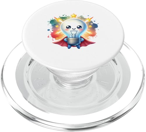 Süßer Glühbirne Superheld Elektriker Superheld Glühlampe PopSockets PopGrip für MagSafe von Lustiger Glüh Lampen Held Super Glühbirnen Hero