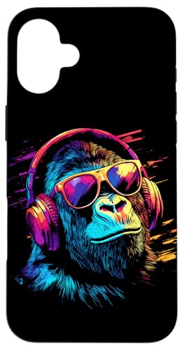 DJ Affe mit Kopfhörer und Sonnenbrille Musik Party Affen Hülle für iPhone 16 Plus DJ Affe mit Kopfhörer und Sonnenbrille Musik Party Affen Hülle für iPhone 16 Plus von Lustiges Affen Outfit für DJs und Monkey Liebhaber