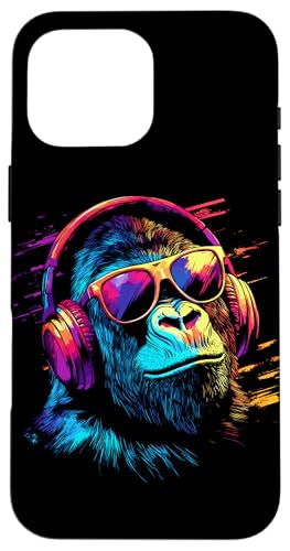 DJ Affe mit Kopfhörer und Sonnenbrille Musik Party Affen Hülle für iPhone 16 Pro Max DJ Affe mit Kopfhörer und Sonnenbrille Musik Party Affen Hülle für iPhone 16 Pro Max von Lustiges Affen Outfit für DJs und Monkey Liebhaber