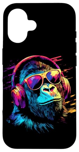 DJ Affe mit Kopfhörer und Sonnenbrille Musik Party Affen Hülle für iPhone 16 DJ Affe mit Kopfhörer und Sonnenbrille Musik Party Affen Hülle für iPhone 16 von Lustiges Affen Outfit für DJs und Monkey Liebhaber