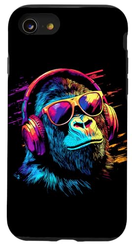 DJ Affe mit Kopfhörer und Sonnenbrille Musik Party Affen Hülle für iPhone SE (2020) / 7 / 8 von Lustiges Affen Outfit für DJs und Monkey Liebhaber