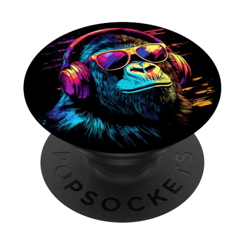 DJ Affe mit Kopfhörer und Sonnenbrille Musik Party Affen PopSockets Klebender PopGrip DJ Affe mit Kopfhörer und Sonnenbrille Musik Party Affen PopSockets Klebender PopGrip von Lustiges Affen Outfit für DJs und Monkey Liebhaber