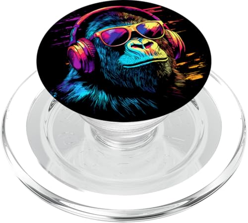 DJ Affe mit Kopfhörer und Sonnenbrille Musik Party Affen PopSockets PopGrip für MagSafe DJ Affe mit Kopfhörer und Sonnenbrille Musik Party Affen PopSockets PopGrip für MagSafe von Lustiges Affen Outfit für DJs und Monkey Liebhaber
