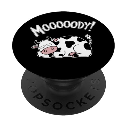 Faule Kuh Entspannte Tier-Stimmung PopSockets Klebender PopGrip von Lustiges Geschenk Humor Bauernhof Sarkastisch