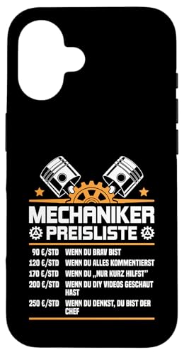 Lustiges Mechaniker Preisliste Hülle für iPhone 16 Lustiges Mechaniker Preisliste Hülle für iPhone 16 von Lustiges Mechaniker Stundensatz