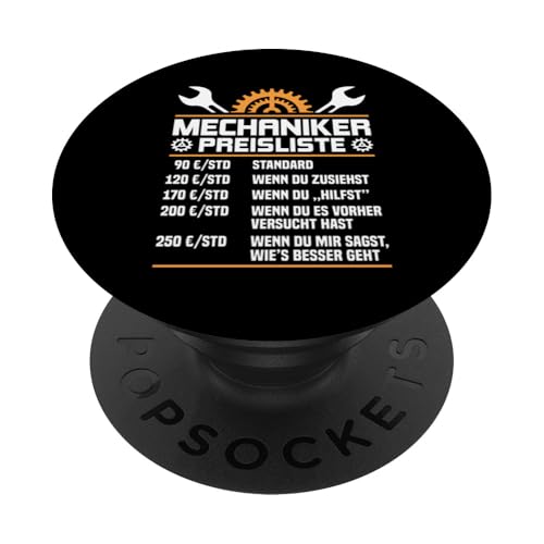 Lustiges Mechaniker Preisliste PopSockets Klebender PopGrip von Lustiges Mechaniker Stundensatz