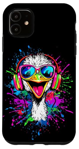 Strauss Vogel Strauß mit Kopfhörer Bunt Emu Musik DJ Sträuße Hülle für iPhone 11 Strauss Vogel Strauß mit Kopfhörer Bunt Emu Musik DJ Sträuße Hülle für iPhone 11 von Lustiges Strauß Motiv für Vogel Strauss Liebhaber