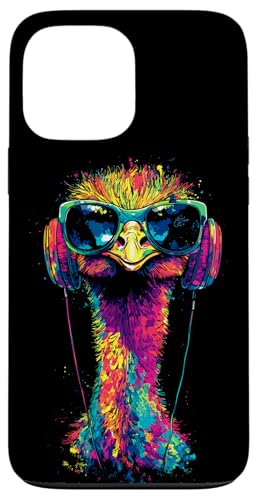 Strauss Vogel Strauß mit Kopfhörer Bunt Emu Musik DJ Sträuße Hülle für iPhone 13 Pro Max von Lustiges Strauß Motiv für Vogel Strauss Liebhaber