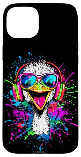 Strauss Vogel Strauß mit Kopfhörer Bunt Emu Musik DJ Sträuße Hülle für iPhone 15 Plus Strauss Vogel Strauß mit Kopfhörer Bunt Emu Musik DJ Sträuße Hülle für iPhone 15 Plus von Lustiges Strauß Motiv für Vogel Strauss Liebhaber
