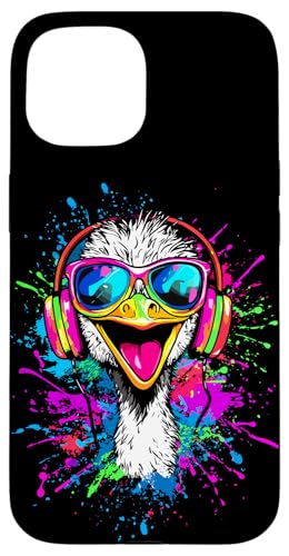 Strauss Vogel Strauß mit Kopfhörer Bunt Emu Musik DJ Sträuße Hülle für iPhone 15 Strauss Vogel Strauß mit Kopfhörer Bunt Emu Musik DJ Sträuße Hülle für iPhone 15 von Lustiges Strauß Motiv für Vogel Strauss Liebhaber