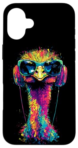 Strauss Vogel Strauß mit Kopfhörer Bunt Emu Musik DJ Sträuße Hülle für iPhone 16 Plus Strauss Vogel Strauß mit Kopfhörer Bunt Emu Musik DJ Sträuße Hülle für iPhone 16 Plus von Lustiges Strauß Motiv für Vogel Strauss Liebhaber