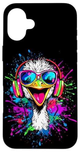 Strauss Vogel Strauß mit Kopfhörer Bunt Emu Musik DJ Sträuße Hülle für iPhone 16 Plus Strauss Vogel Strauß mit Kopfhörer Bunt Emu Musik DJ Sträuße Hülle für iPhone 16 Plus von Lustiges Strauß Motiv für Vogel Strauss Liebhaber