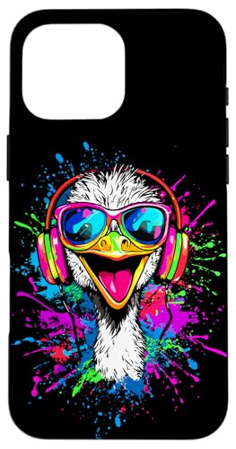 Strauss Vogel Strauß mit Kopfhörer Bunt Emu Musik DJ Sträuße Hülle für iPhone 16 Pro Max Strauss Vogel Strauß mit Kopfhörer Bunt Emu Musik DJ Sträuße Hülle für iPhone 16 Pro Max von Lustiges Strauß Motiv für Vogel Strauss Liebhaber