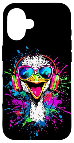Strauss Vogel Strauß mit Kopfhörer Bunt Emu Musik DJ Sträuße Hülle für iPhone 16 Strauss Vogel Strauß mit Kopfhörer Bunt Emu Musik DJ Sträuße Hülle für iPhone 16 von Lustiges Strauß Motiv für Vogel Strauss Liebhaber