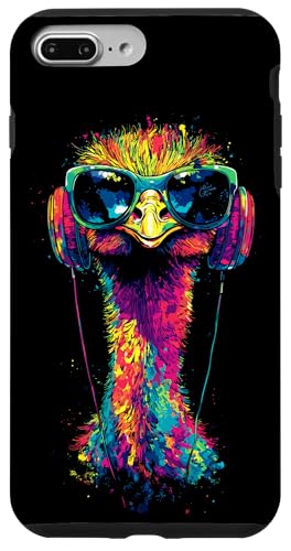 Strauss Vogel Strauß mit Kopfhörer Bunt Emu Musik DJ Sträuße Hülle für iPhone 7 Plus/8 Plus von Lustiges Strauß Motiv für Vogel Strauss Liebhaber