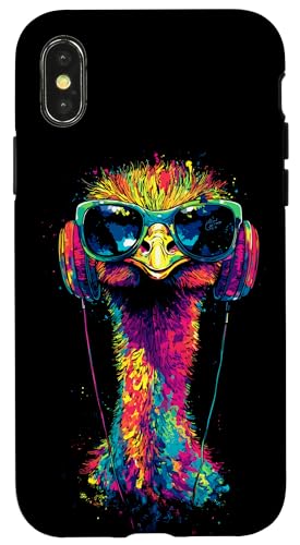 Strauss Vogel Strauß mit Kopfhörer Bunt Emu Musik DJ Sträuße Hülle für iPhone X/XS Strauss Vogel Strauß mit Kopfhörer Bunt Emu Musik DJ Sträuße Hülle für iPhone X/XS von Lustiges Strauß Motiv für Vogel Strauss Liebhaber