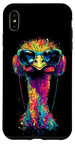 Strauss Vogel Strauß mit Kopfhörer Bunt Emu Musik DJ Sträuße Hülle für iPhone XS Max von Lustiges Strauß Motiv für Vogel Strauss Liebhaber