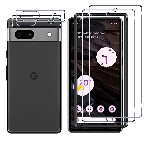 Lutree 2+2 Stück Schutzfolie für Google pixel 7a für Panzerglas,Schutzglas und Kameraschutz Panzerfolie,9H Härte Bläschenfrei Anti- Kratzer Displayschutz Displayfolie für Google Pixel 7A von Lutree