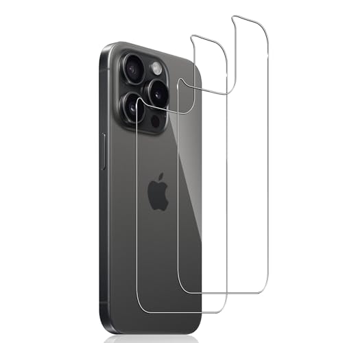 Lutree 2 Stück für Panzerglas für iPhone 15 Pro 6,1 Zoll Rückseite Hinten Schutzfolie, 9H Härte HD Panzerfolie Displayschutz, Bläschenfrei Anti- Kratzer Schutzglas Displayfolie von Lutree