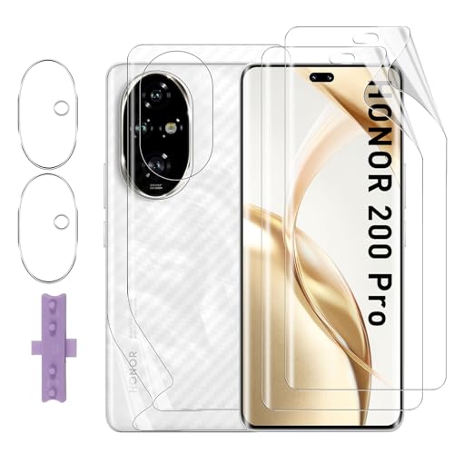 Lutree für Honor 200 Pro Schutzfolie, 2+2+2 Stück Displayschutzfolie+ Rückseitenfolie+ Kameraschutz für Panzerglas, TPU-Folie HD Displayfolie Anti- Kratzer Displayschutz von Lutree