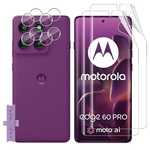 Lutree für Motorola Moto Edge 60 Pro Schutzfolie, 2+2 Stück Displayschutzfolie + Kameraschutz für Panzerglas, TPU-Folie HD Displayfolie Anti- Kratzer Bläschenfrei Displayschutz Displayfolie von Lutree