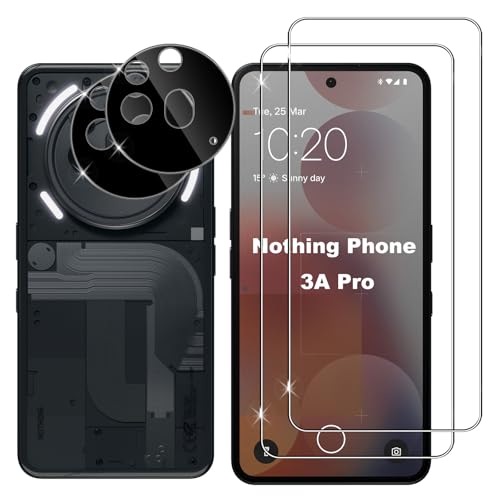 Lutree für Nothing Phone 3a Pro für Panzerglas mit Kameraschutz, [2 + 2 Stück], Full Screen Bläschenfrei Displayfolie, 9H Härte HD Schutzfolie, Anti-Fingerabdruck Anti-Kratzer Folie von Lutree