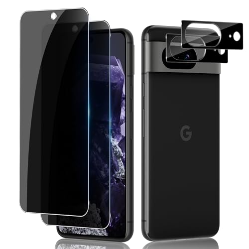 Lutree für Panzerglas für Google Pixel 8 Sichtschutz Schutzfolie, 2+2 Stück Anti-Spähen Schutzglas + Kameraschutz Folie (Schwarz), 9H Härte HD Anti- Kratzer Privacy Anti-Spy Displayschutz von Lutree
