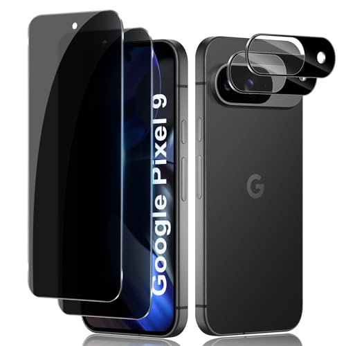 Lutree für Panzerglas für Google Pixel 9 Sichtschutz Schutzfolie, 2+2 Stück Anti-Spähen Schutzglas + Kameraschutz Folie (Schwarz), 9H Härte HD Anti- Kratzer Privacy Anti-Spy Displayschutz von Lutree