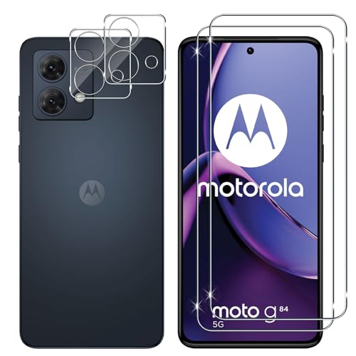 Lutree für Panzerglas für Motorola Moto G84 5G Schutzfolie, 2+2 Stück Schutzglas und Kameraschutz Panzerfolie, 9H Härte HD Anti- Kratzer Bläschenfrei Displayschutz Displayfolie von Lutree