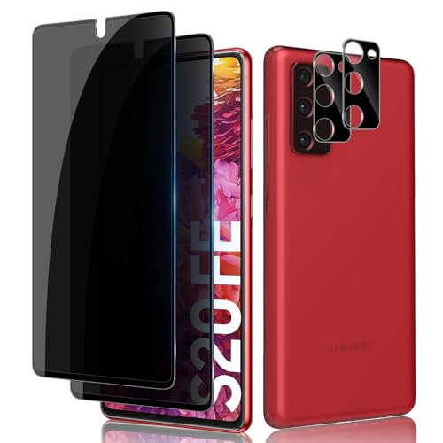 Lutree für Panzerglas für Samsung Galaxy S20 FE 5G Sichtschutz Schutzfolie, 2+2 Stück Anti-Spähen Schutzglas + Kameraschutz Folie (Schwarz), 9H Härte HD Anti- Kratzer Privacy Anti-Spy Displayschutz von Lutree