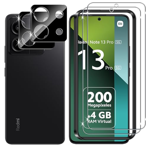 Lutree für Panzerglas für Xiaomi Redmi Note 13 Pro 5G Schutzfolie, 2+2 Stück Schutzglas + Kameraschutz Panzerfolie (Schwarz), 9H Härte HD Bläschenfrei Anti- Kratzer Displayschutz von Lutree