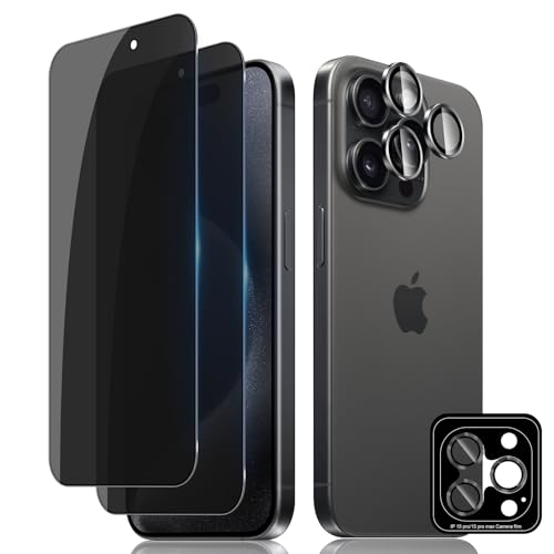 Lutree für Panzerglas für iPhone 15 Pro 6,1 Zoll Sichtschutz Schutzfolie, 2+1 Stück Anti-Spähen Schutzglas + Kameraschutz Folie, 9H Härte HD Anti- Kratzer Privacy Anti-Spy Displayschutz Lutree für Panzerglas für iPhone 15 Pro 6,1 Zoll Sichtschutz Schutzfolie, 2+1 Stück Anti-Spähen Schutzglas + Kameraschutz Folie, 9H Härte HD Anti- Kratzer Privacy Anti-Spy Displayschutz von Lutree