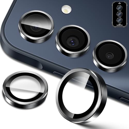 Lutree für Samsung Galaxy A16 5G/4G für Panzerglas Kameraschutz, 9H Härte HD Individuell Linsen Folie, Metall Ring + Schutzglas, Anti-Kratzen Kameraschutz -Schwarz von Lutree