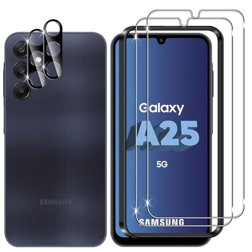 Lutree für Samsung Galaxy A25 5G für Panzerglas Schutzfolie, 2+2 Stück Schutzglas + Kameraschutz Folie (Schwarz), 9H Härte HD Displayschutz Anti- Kratzer Displayfolie für Samsung A 25 5G von Lutree