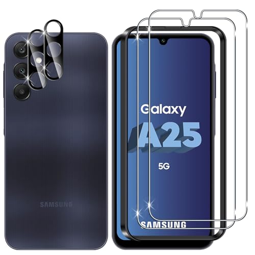 Lutree für Samsung Galaxy A25 5G für Panzerglas Schutzfolie, 2+2 Stück Schutzglas + Kameraschutz Panzerfolie (Schwarz), 9H Härte HD Displayschutz Anti- Kratzer Displayfolie für Samsung Galaxy A 25 5G von Lutree