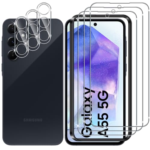 Lutree für Samsung Galaxy A55 5G für Panzerglas Schutzfolie, 3+3 Stück Schutzglas und Kameraschutz Panzerfolie, 9H Härte HD Displayschutz Anti- Kratzer Bläschenfrei Displayfolie von Lutree