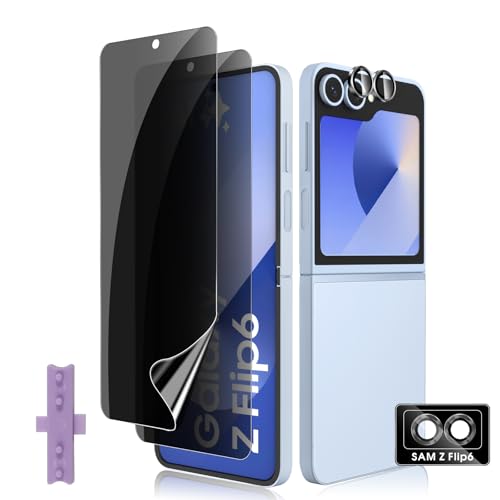Lutree für Samsung Galaxy Z Flip 6 5G Sichtschutz Schutzfolie, 2+1 Stück Anti-Spähen Schutzfolie + Kameraschutz Folie, TPU-Folie HD Privacy Anti-Spy Displayschutz Displayfolie von Lutree