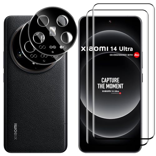Lutree für Xiaomi Mi 14 Ultra für Panzerglas Schutzfolie, 2+2 Stück Schutzglas + Kameraschutz Panzerfolie (Schwarz), 9H Härte HD Displayschutz Bläschenfrei Anti- Kratzer Displayfolie von Lutree