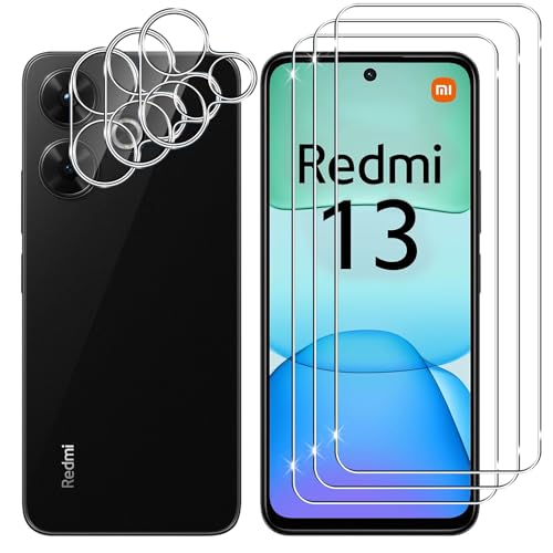 Lutree für Xiaomi Redmi 13 4G/ Poco M6 4G für Panzerglas Schutzfolie, 3+3 Stück Schutzglas + Kameraschutz Folie, 9H Härte HD Displayschutz Bläschenfrei Anti- Kratzer Displayfolie von Lutree