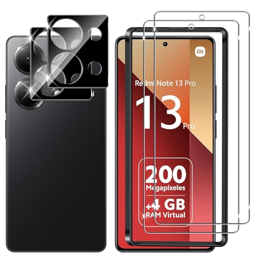 Lutree für Xiaomi Redmi Note 13 Pro 4G/Poco M6 Pro 4G für Panzerglas Schutzfolie, 2+2 Stück Schutzglas + Kameraschutz Folie (Schwarz), 9H Härte HD Displayschutz Anti- Kratzer Displayfolie von Lutree
