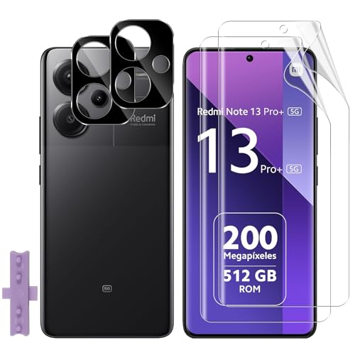 Lutree für Xiaomi Redmi Note 13 Pro Plus 5G/Note 13 Pro+ 5G Schutzfolie, 2+2 Stück Displayschutzfolie + Kameraschutz für Panzerglas (Schwarz), TPU-Folie HD Anti- Kratzer Displayschutz Displayfolie von Lutree